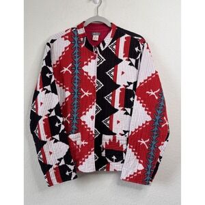 ANU Quilted Jacket Women's XL Southwestern Aztec Tribal‎ Print Art To Wear Boho